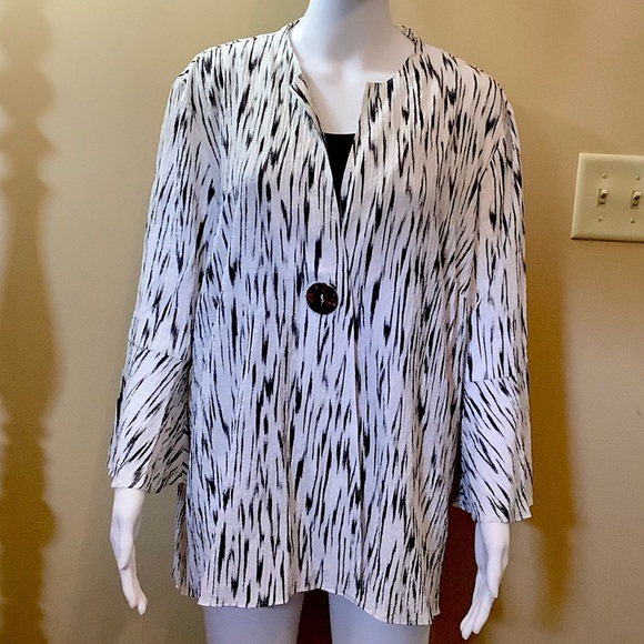 JM COLLECTION ONE FRONT BUTTON WOVEN DECORATIVE BLOUSE SIZE XXL - Picture 2 of 5